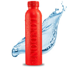 Bottle Up Reusable BPA Free Water Bottle 500ml — Prefilled With Pure Still Water | Plant-Based Sports Bottle Made From Cane Sugar (London Red)