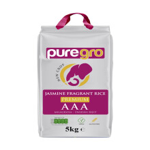 Puregro AAA Premium Jasmine Fragrant Rice 5kg | PACK OF 1 | NEW CROP | VEGAN | GLUTEN FREE | Premium Quality.