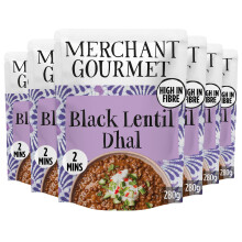 Merchant Gourmet Ready-to-eat Black Dhal, Pack of 6 x 280g Pouches - Source of Protein, High Fibre, Vegan. Cooked with Black Lentils & Coconut Cream,