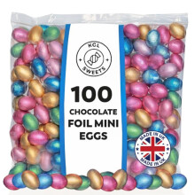 Foil Chocolate Mini Eggs - Pack of 100 Mixed Colour - Bulk Chocolate Eggs Easter Hunt Treats - Creamy Mini Chocolate Eggs for Easter Parties & Celebr