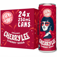 Karma Drinks Cherry Lee - 24 x 250ml Cans - Natural Fizzy Soft Drinks, Fairtrade, Organic & Vegan