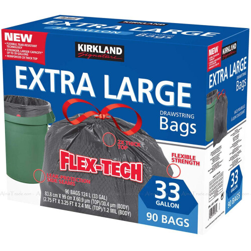 Kirkland Signature Flex-Tech 33-Gallon Trash Bag - 90 Count 1