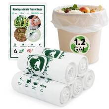 Biodegradable Food Waste Bags - 120PCS 6 Litre Bin Liner Small, 100% Recycled, Tough & Degradable Compostable Rubbish Bin Bags for Household, Bathroo