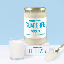 Ghee Easy Organic Goat Ghee 500g - Pure Clarified Goat Butter - 100% Organic & Pure - Ideal for Paleo and Keto - Gluten-Free and Lactose-Free - Ayurv
