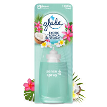 Glade Sense & Spray Air Freshener Refill, Motion Activated Automatic Room Spray and Odour Eliminator for Home, Tropical Blossoms, 8 Refills (8 x 18ml