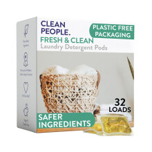 Clean People Laundry Washing Capsules - Recyclable Packaging, Hypoallergenic, Stain Fighting - Ultra Concentrated, Laundry Soap - Fresh Scent, 32 Pac
