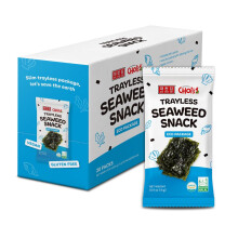 Choi's 1 Trayless Seaweed Snack – Korean Roasted Laver, Eco-Friendly Packaging, Healthy Vegan Snack, Gluten-Free, 20 X 4g – Made in Korea