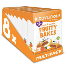 Kiddylicious Peach & Banana Fruity Bakes - Delicious Snacks for Kids with Real Fruit Centre - Suitable for 18+ Months - 8 Packs of 6 (48 Total)