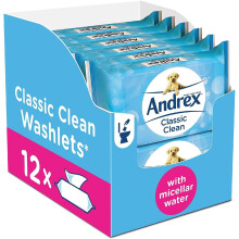 Andrex Washlets Flushable Toilet Tissue Wipes - 12 Packs (40 Per Pack, Total 480) by Andrex