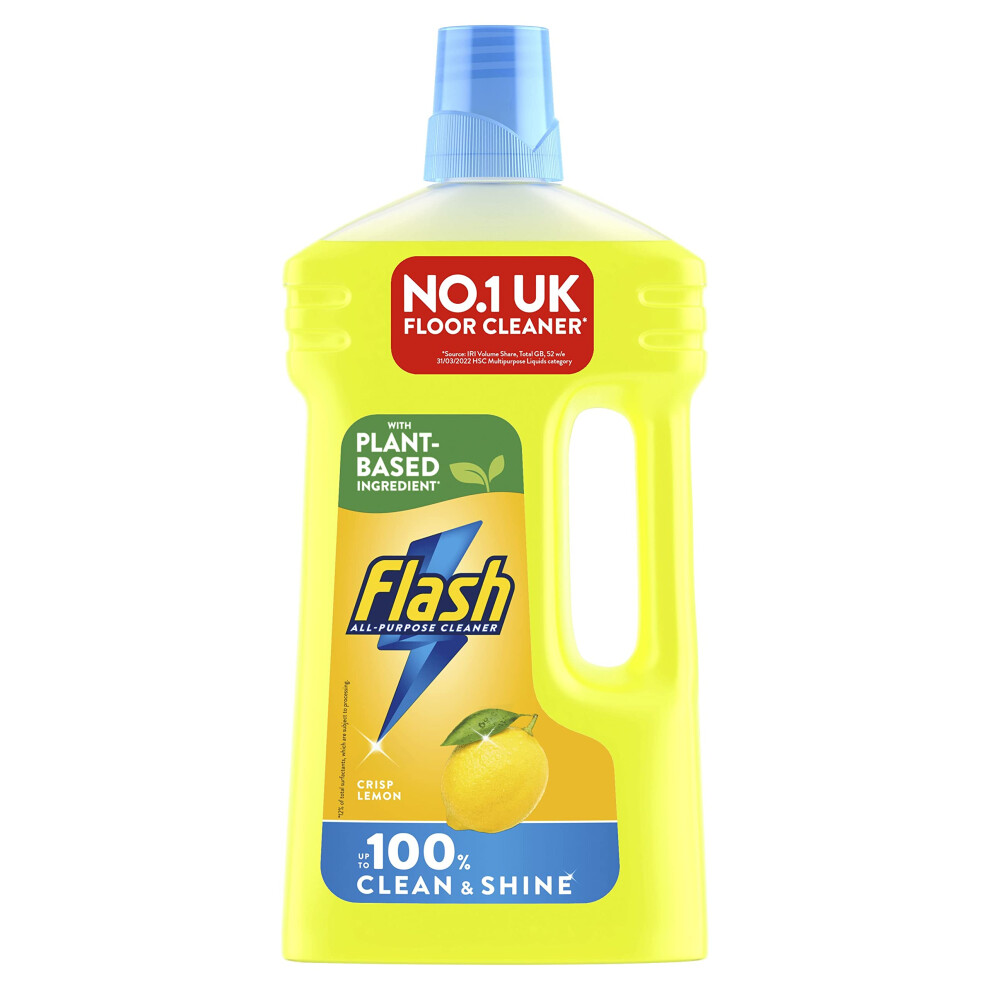 Flash Multipurpose Floor Liquid Cleaner Crisp Lemon 950Ml. Up To 100% Dirt And Grease Removal