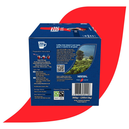 Nescafe NESCAFÉ Original Decaf Instant Coffee Sachets - 200 x 1.8g Sticks 2