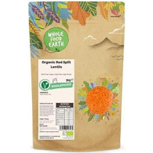 Wholefood Earth Organic Red Split Lentils 2kg GMO Free | Vegan | High Fibre | High Protein | Certified Organic