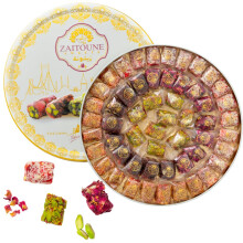 Zaitoune Turkish Delight Mix - 650 g | Luxury Assortment with Pomegranate, Pistachio & Rose Presented in a Beautiful Gift Tin | Authentic Luxury Swee