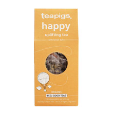 teapigs Happy Tea with Lemon Balm, 15 Biodegradable Temples, Bright & Cheerful Blend, Mood-Boosting, Organic, Naturally Caffeine-Free, Suitable for V