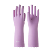 LANON 1 Pair Cleaning Gloves, Latex Free Washing up Gloves, Cotton Flocked Lined Dishwashing Gloves for Kitchen, Reusable, Waterproof, Non-Slip, Mauv