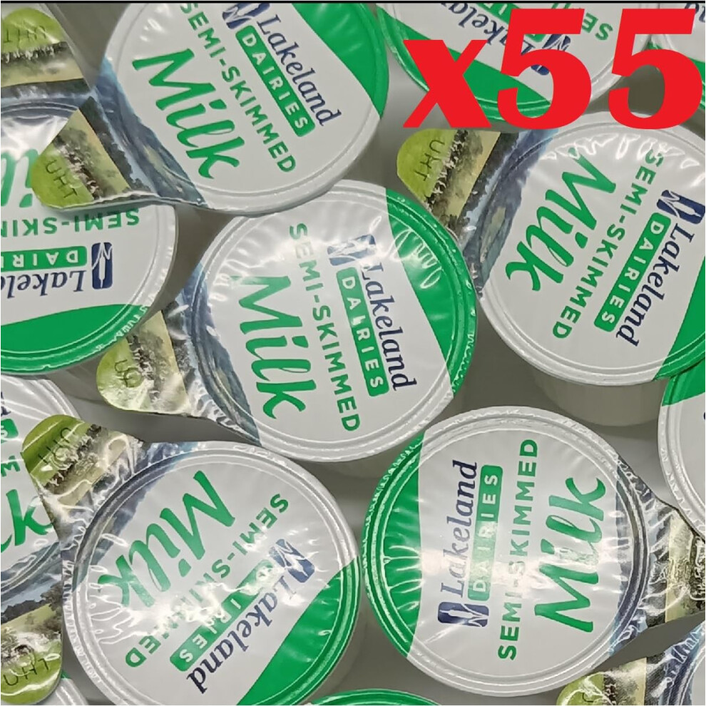 Ab.groceries 55X Semi-Skimmed Uht Milk 12Ml Individually Wrapped Mini Portions Pots Jiggers Lakeland