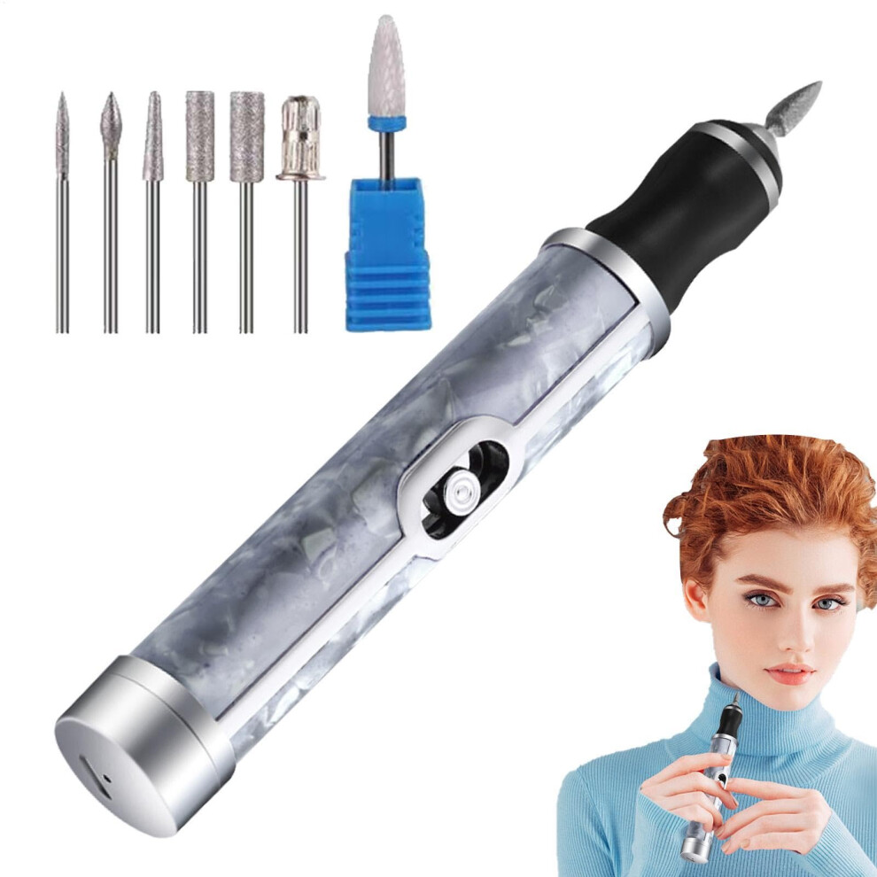 Gray Electric Nail File For Thick Toenails, Rechargeable Toenail Grinder Kit With 4Speed Control