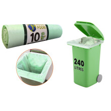 HooriPoori 240 L 10 100% Compostable Biodegradable Wheelie Bin Liners Strong and Leak proof Wheelie Bin Bags Food Waste Bags 100% Corn Starch Plastic