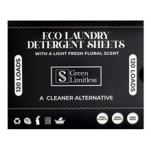 Green Limitless Eco Laundry Detergent 120 Sheets (Loads) with A Light Fresh Floral Scent. All the benefits of a liquid detergent, washing powder, or