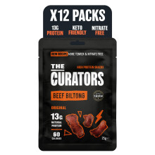 The Curators, Original Beef Biltong (12 X 25g pack), Nitrate Free, High Protein, Zero Carb, Low Calorie, Gluten Free, Prime Cuts of British & Irish G