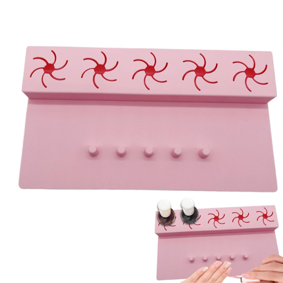 Nail Polish Holder with NonSlip Base and Silicone Foldable Manicure Mat for Home and Salon