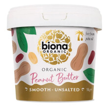 Biona Organic Smooth Peanut Butter 1KG - Unsalted & Palm Oil Free - Made with Freshly Roasted Organic Nuts - Source of Vegan Protein - Gluten & GMO F