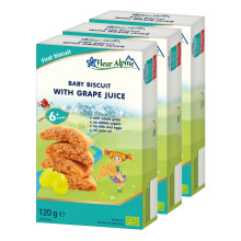 Fleur Alpine Baby Biscuits With Grape Juice - 18x2 Yummy Organic Baby Snacks for Delicious Smooth Breakfast Porridge Or Daytime Snack | Easy Whole Gr