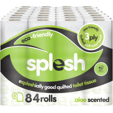 Splesh by Cusheen Toilet Roll 84 Rolls - Aloe Vera Scent Bulk Family Pack | Soft 3 Ply Quilted Bathroom Tissue Loo Rolls | Eco-Friendly, Sustainable
