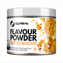 SUPRIVA Flavour Powder–Butter Biscuit, Only 4 kcal/Serving, Sugar-Free Sweetener, High in Fibre, Delicious Flavour, Craving Control, Supports Weight