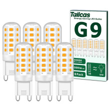 Tailcas G9 Led Light Bulbs, 5W Warm White, Equivalent to 40W-50W Halogen, 500lm 3000 Kelvin 220-240V No Flicker Non-Dimmable Energy Saving, for Home