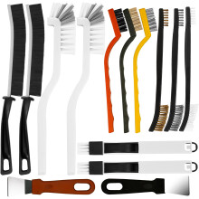 wonkeken 15 Pcs Crevice Cleaning Brush Set Crevice Cleaning Tool Hard Bristle Gap Cleaning Brush Double-ended Nylon Brushes Wire Brush with Scrapers