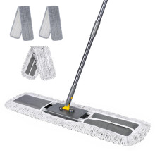 Masthome Industrial Mop, 36'' Large Commercial Dust Mops with 360 Swivel Head & 3 Reusable Washable Pads, Heavy Duty Flat Mop with 61'' Telescopic H