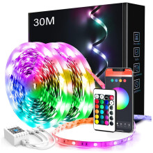 phopollo Led Strip Light, 30m Led Strip Lights(2 Rolls of 15m) Music Sync Mode with Mic,Smart App Control with Remote, Ultra-Long 24V Lights for Bedr