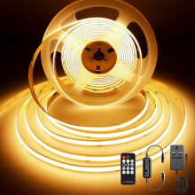 BERIXDEEP COB LED Strip 3m, Dotless LED Strip with Remote and Power Supply, DC24V, CRI>90, 8mm Width, Dimmable Strip Lights for Bedroom Decoration, W