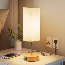 UPXNBOR Touch Bedside Lamps, Table Lamp for Bedroom and Living Room with USB-A & USB-C Charging Ports, 3-Way Dimmable Bedside Lamps, Linen Fabric Sha