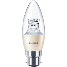 Philips LED Warm Glow B22 Bayonet Cap Dimmable Candle Light Bulb, 6 W (40 W) - Warm White
