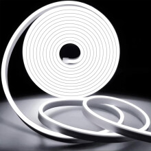 KSIBNW Outdoor LED Strip Light 5M/16.4ft, Waterproof IP65 Strip Lights, Cool White/4000K Light Source Flexible Neon Rope with 220V-240V Plug for Kitc