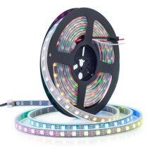 BTF-LIGHTING WS2812E ECO RGB Alloy Wires 5050SMD Individual Addressable 16.4FT 60Pixels/m 300Pixels Flexible Black PCB Full Color LED Pixel Strip Dre