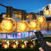 Ollny Festoon Lights Outdoor, 20m Christmas String Lights Mains Powered, 30+2 G40 Shatterproof Bulbs, Connectable Waterproof Garden Fairy Light with