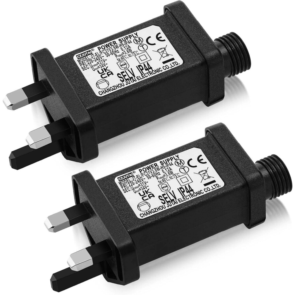 Shinekoo Light 2Pcs 31V 3.6W Transformer Plug, Waterproof Ip44 Led Power Supply Adapter, Memory And Timer Function, Led Power Transformer For Christmas S, Stri