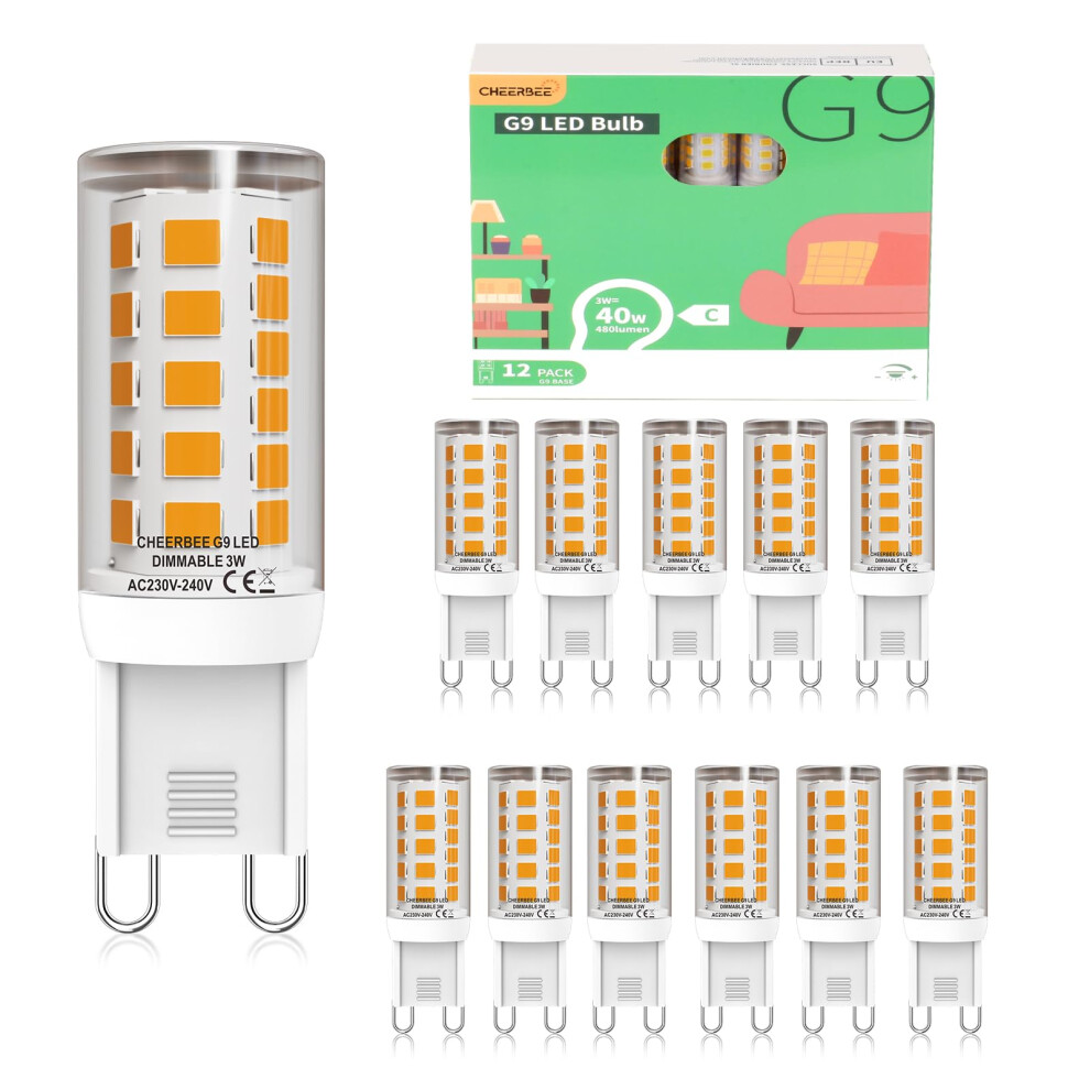 Photos - Electrical Wire & Cable CHEERBEE G9 LED Bulbs Dimmable 12 Pack, Warm White 2700K, 3W G9 LED Equivalent 40W Halogen Bulbs, 480LM, Energy Saving, No F