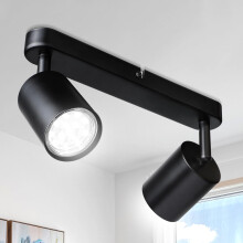Smanu 2 Way Spotlight Ceiling Lights, Modern Kitchen Ceiling Light Fittings Black, Industrial Ceiling Spots Wall Lights, Adjustable GU10 Spotlights f