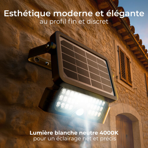 Luceco Luceco Solar Powered LED Outdoor Floodlight with PIR Motion Sensor, Security Light, Exterior Lighting, Angular Design, Adjustable, Guardian, Black, I 1