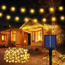 (Warm White) Solar Outdoor String Lights with 100 LEDs, 8 Modes, IP65 Waterproof, 18M Solar Garden Light