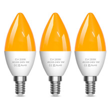 Lamptobe Amber Light Bulbs 2000K, E14 C35 LED SES Candle Bulb 3W Yellow Soft Warm Sleep Light Bulb Blue Light Blocking for Bedroom,Healthy Sleep, Bab