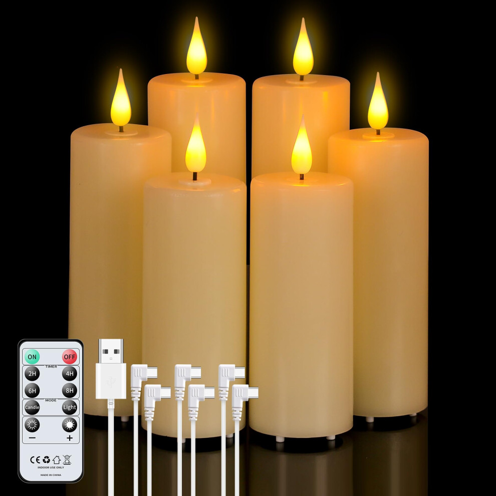 Forever Speed 6Pcs Rechargeable Led Candles(12Cm/14Cm/16Cm),Flameless Candles With Remote Control And Timer,Pillar Candles Electric Candles For Hallo 75820015