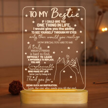 to My Bestie Gifts, 3D Illusion Lamp I Love You Friends Night Light for Best Friend Sister Girls Women BFF Birthday, Soft Warm White Colors LED Woode