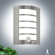Allesgute Outdoor Wall Lights with PIR Motion Sensor, Curved Outside Lights Mains Powered Stainless Steel IP44 Waterproof Wall Lamp Incl. 1x 12W E27