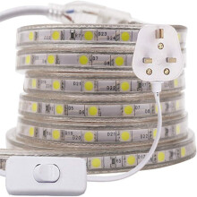 GQL 8m 5050 LED Strip Blue with Switch (80cm Cable), Mains Powered SMD 60LEDs/m Commercial Rope Light, IP65 Waterproof for Indoor/Outside Decoration