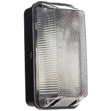 Knightsbridge 230V IP65 60W B22 Bulkhead with Clear Prismatic Diffuser and Black Plastic Base
